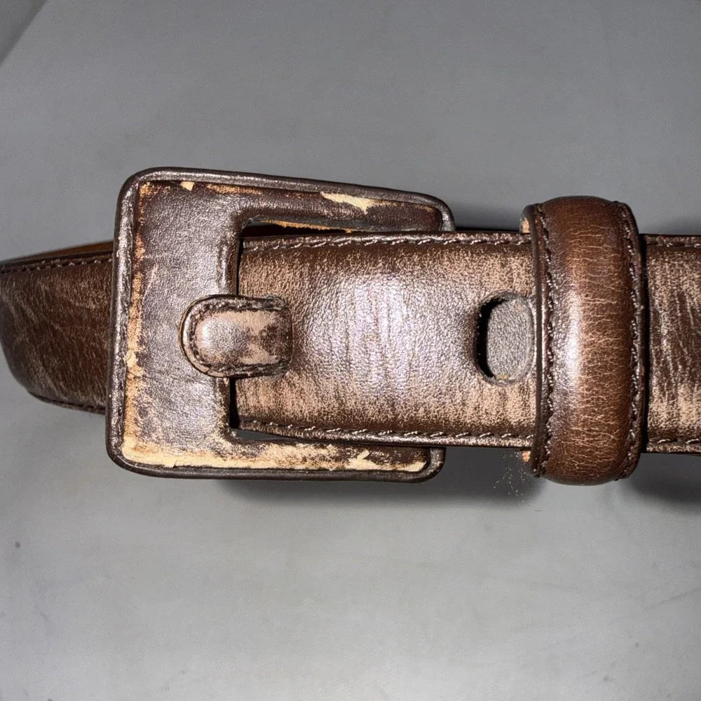 Lauren Ralph Lauren Brown Italian Leather RLR Leather Buckle Belt Womens Medium